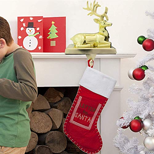 NaTursou Christmas Gold Reindeer Metal Stocking Hanger Fireplace Stocking Hanger, Holiday Christmas Decorations for Fireplace Holder Decor