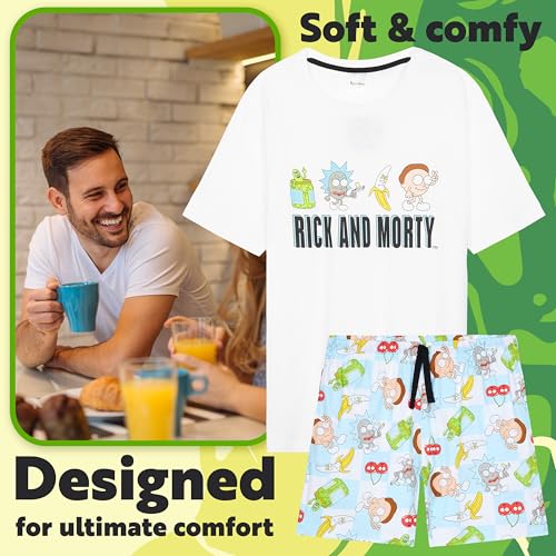 Get Trend Rick and Morty Mens Pajamas Set 100% Cotton Summer PJs Comfy 2 Piece Lounge Set Summer Pajama Set Gifts for Men3