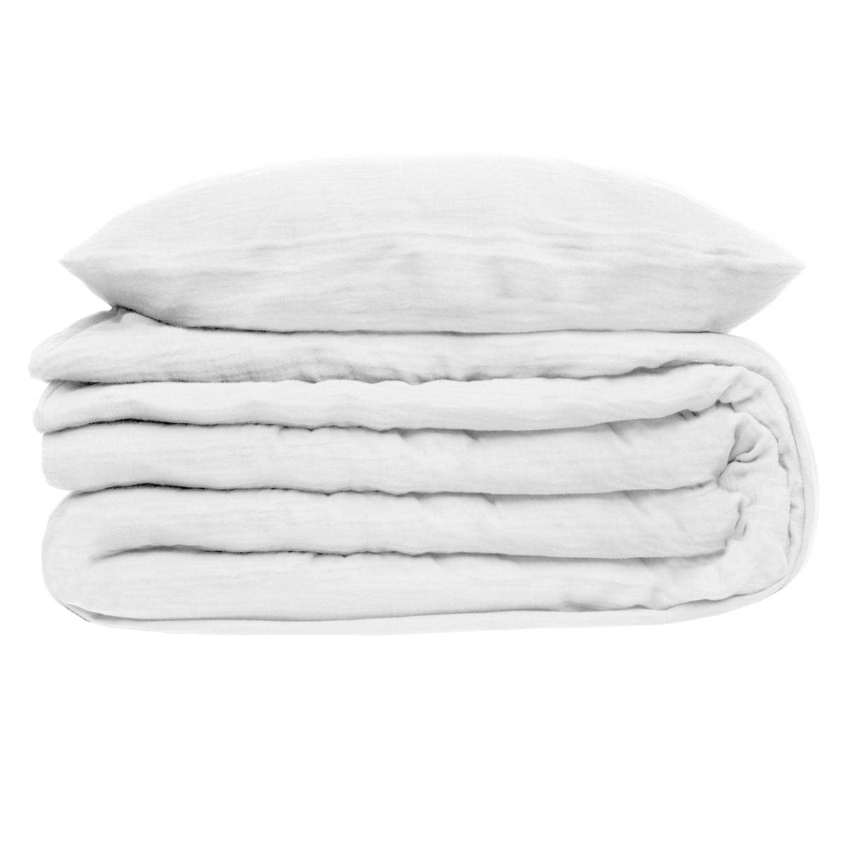 Housse de couette gaze de coton Atmosphera blanc 240x220 pour des nuits douillettes