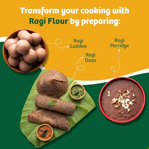 Image of Naario Organic Ragi Flour 1 kg | 100% Natural Nachni Atta | Pure Finger Millet Flour | Chakki Ground & Gluten Free | Rich In Protein, Iron & Other Nutrients