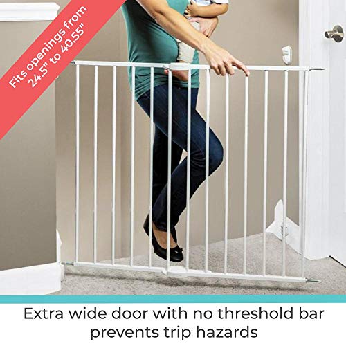 Toddleroo By North States 40.55" Wide Essential Stairway & Walkway Baby Gate: Ideal For Standard Stairways. Hardware Mount. Fits Openings 24.5" - 40.55" Wide (30" Tall, White) #TOP3
