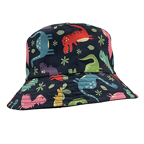 Image of Quanhaigou Bucket Hat for Men Women,Packable Reversible Printed Sun Hats,Fisherman Outdoor Summer Travel Hiking Beach Caps (Cartoon Dinosaur)