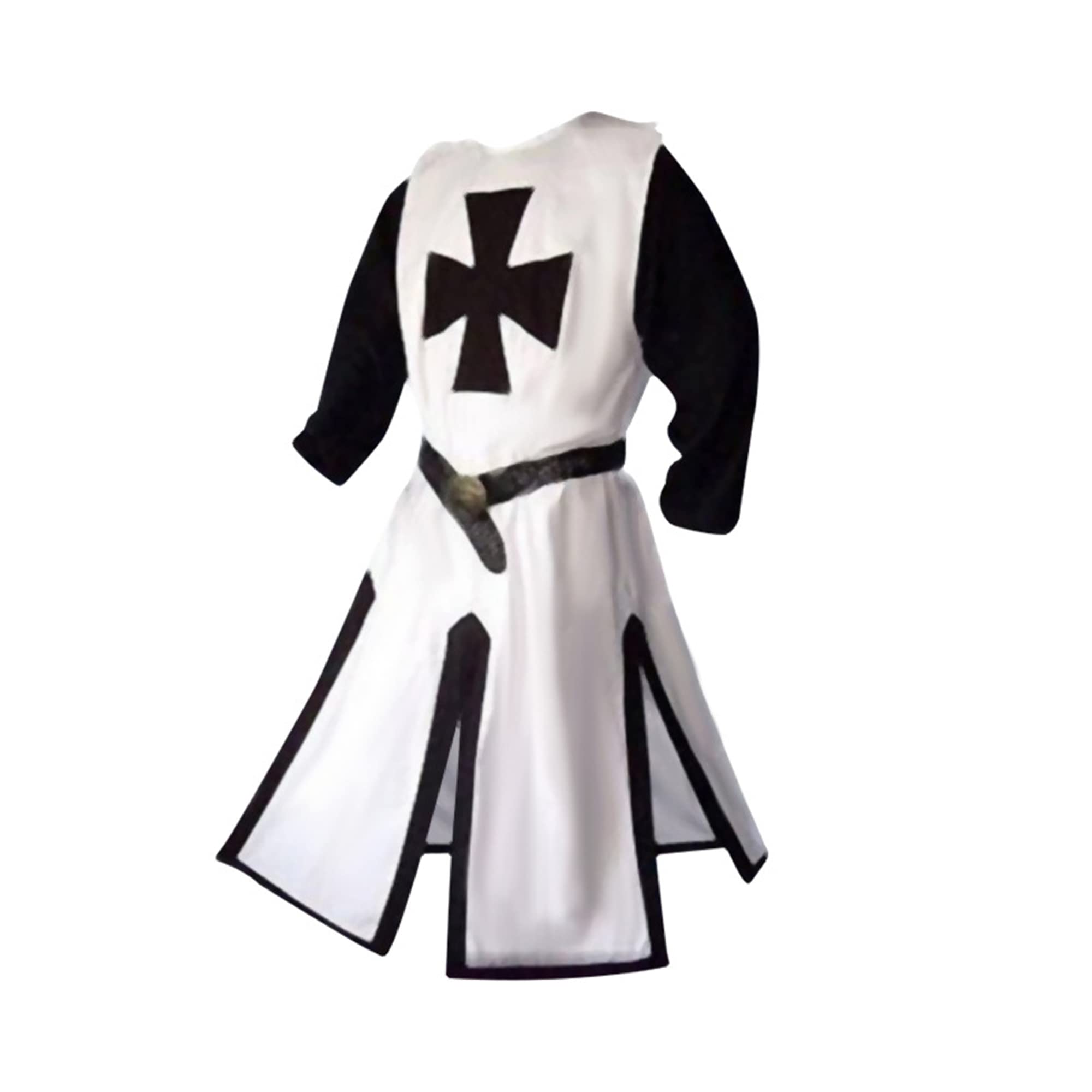 Hengvira Men's Medieval Knight Tunic Costume Crusader Knights Templar Robe with Belt Renaissance Warrior Cosplay Adult