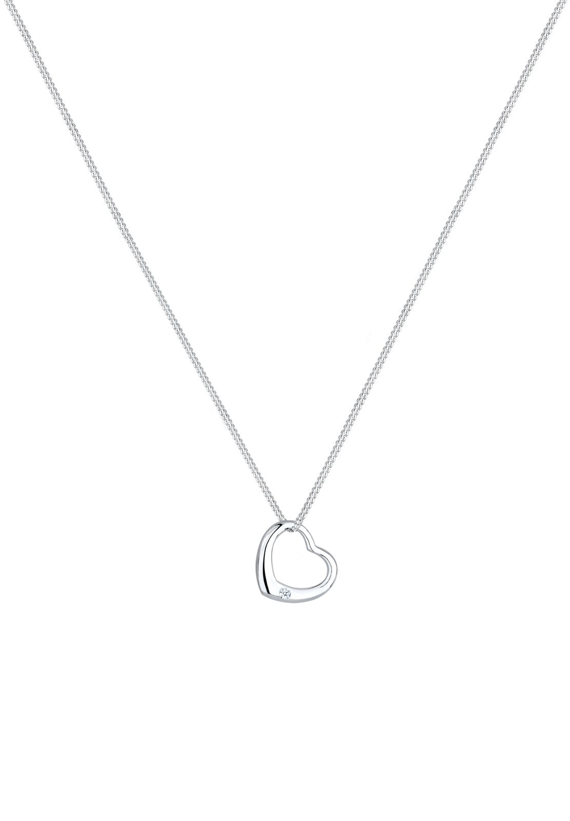 Elli DIAMONDS Halskette Damen Herz Anhänger mit Diamant (0.03 ct.) in 925 Sterling Silber