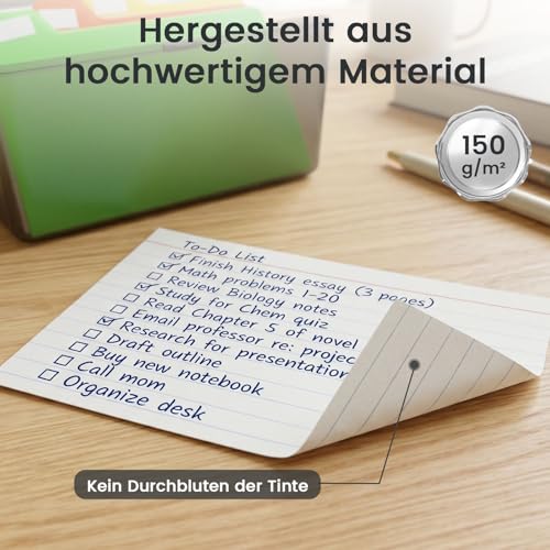 Koogel Karteikarten Box A7 mit 5 Farben Lernkarten, für Sprachprüfungen, Vokabeltraining und tägliches Lernen, Organizer 14×8×9 cm
