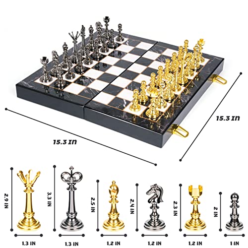 Kvintes QJXQ Metal Chess Set And Checkers Game Set 15 Inch(2 In 1) Chess Board Games thumb #4