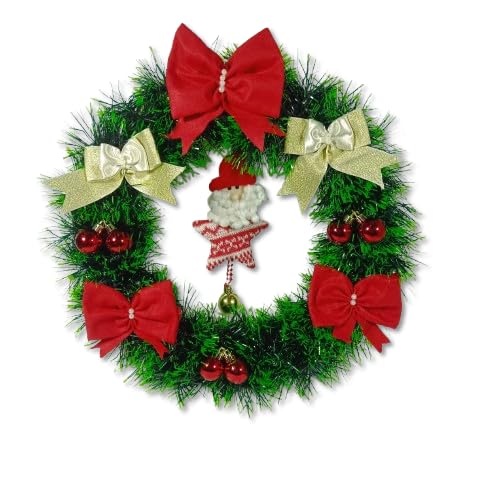 Guirlanda Natal Grande 37cm Enfeites nó de Laços Natalinos Robusta Laços e Bolas Enfeire de Porta -