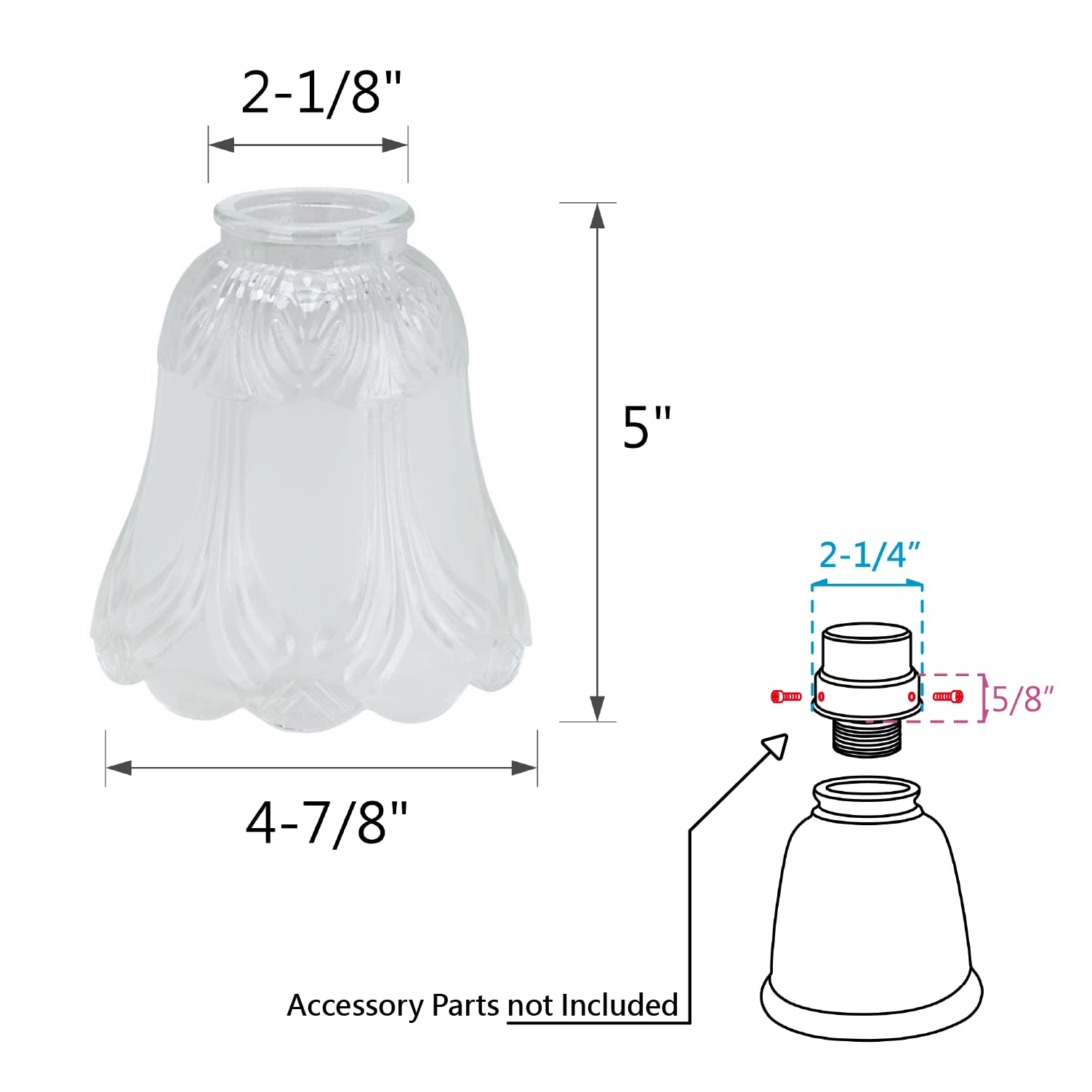 Aspen Creative 23158-4 Pantalla De Vidrio De Repuesto Para Ventilador