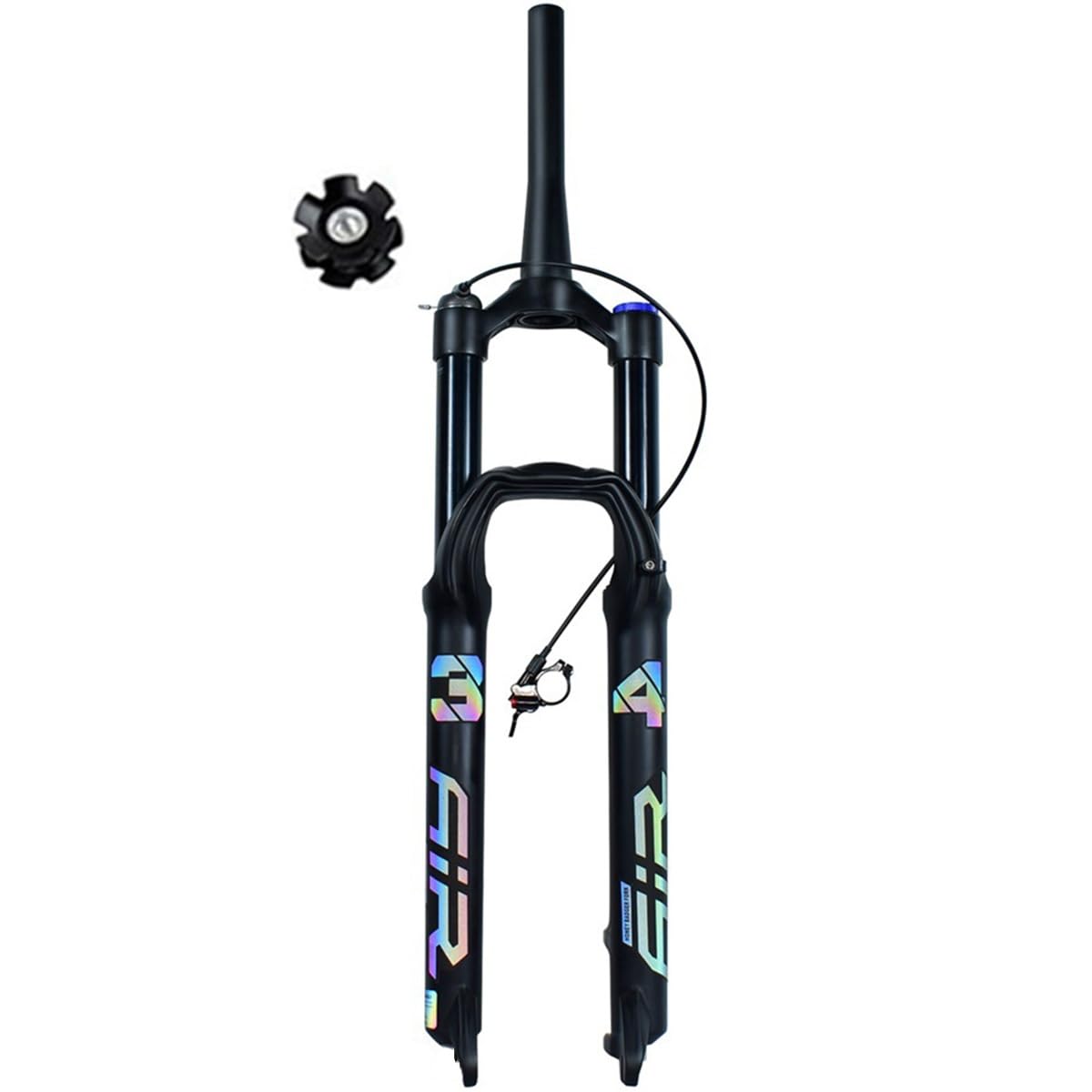 Horquilla de suspensión para Bicicleta de montaña de 27,5'' y 29'' con Aire, Horquilla Delantera de 140 mm de Recorrido, Eje cónico sin Rosca de 1 1/2 Pulgadas, Cierre rápido (QR),
