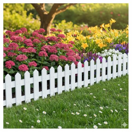 Image of 16 Inch PVC Garden Fence Border, Decorative White Picket Fence Panels for Garden Edging | RSP HOME DECOR (4)