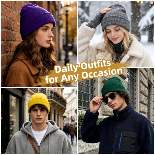 Image of ZOORON Beanie for Men Women Slouchy Winter Beanie Hats Cuffed Skull Caps