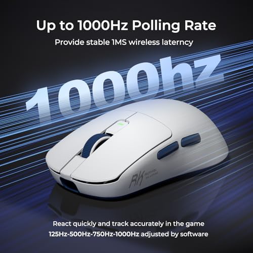 Image of RK ROYAL KLUDGE M30 Wireless Gaming Mouse,Ultra-Lightweight, PAW3311 Sensor, /Bluetooth /USB-C Rechargeable Wireless Mouse with Programmable Buttons for PC /Mac, White