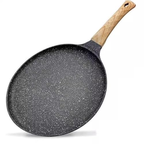 SKY-TOUCH 28CM Nonstick Skillets : Granite Coating Crepe Pan Tawa with Stay-Cool Handle PTFE & PFOA Free Pancake Pan for All Stovetops (Black)
