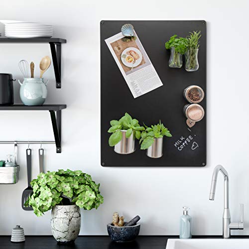 Magnettafel Magnetboard aus Metall - 58 x 40 Magnettafel Schwarz - Magnetwand inkl. Befestigung