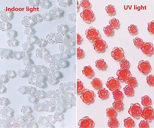Sukpsy 200 Pcs 3D Heart Flower Nail Art Charms Change Color In The Light Nail Art Decoration Mix Size Nail Rhinestone Glitter For Girls Women #TOP2