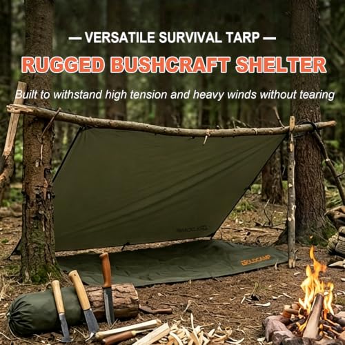 GOLDCAMP Bushcraft Emergency Camping Tarp,70D Nylon 10X13.2FT Hammock Rain Fly ,UV 50+ and PU15000mm Tent Tarp Shelter Canopy,Heavy Duty Multifunctional Sun Shade Essentials for Hiking (10X13.2ft) - image 4