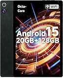 2026 Latest Tablet, Android 15 Tablet 10.4 Inch Octa-Core, 1280 x 800 IPS, 20GB RAM 128GB ROM 1TB TF, 5G WiFi 6, Bluetooth 5.3, 5MP + 8MP, Widevine L1, Black