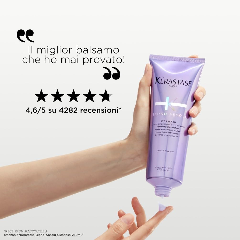 Kérastase Blond Absolu Cicaflash, Balsamo Fortificante Intenso, Idratazione Profonda e Protezione dalla Rottura, Con Acido Ialuronico, Per Tutti i Tipi di Biondo, 250ml