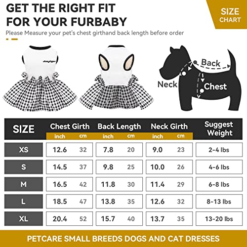 Petcare Small Dog Dress Classic Black Plaid Dresses For Dogs Soft Cute Summer Dog Dress Shirt Shih Tzu Pomeranian Chihuahua Yorkie Puppy Dog Clothes Outfits For Small Dogs Girl (White,Medium) #TOP5