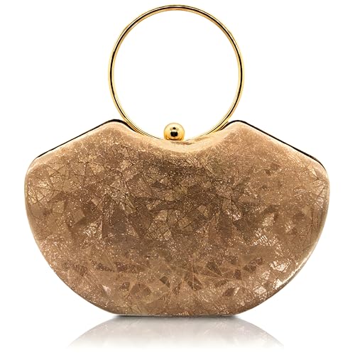 Image of SLARA Women's Evening Clutch Bag for Women, Glitter Pattern, Crystal Clasp Handbag, Perfect for Weddings, Parties, and Special Events