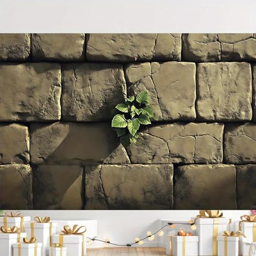 Striscioni per feste con muri in pietra rurali e decorazioni vegetali, adatti per decorazioni interne ed esterne 210cmx150cm