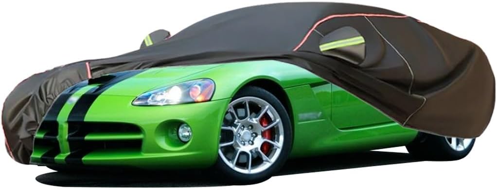 WOLWES Car Cover are Suitable for Dodge Viper All-Weather Windproof, Snowproof, Rainproof, UV-Protected and Breathable All-Season Universal with Side Door Zip Oxford Cloth Car Cover (Color : White)