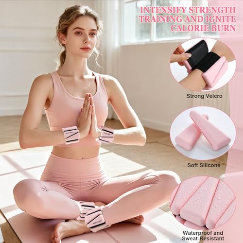 Image of BECOJADDE Ankle Weights Set of 2 (1 lb /2 lb /3 lb Each) Adjustable Wrist Weights for Women Men Wearable Arm Leg Weight for Pilates, Running, Walking, Workout, Yoga