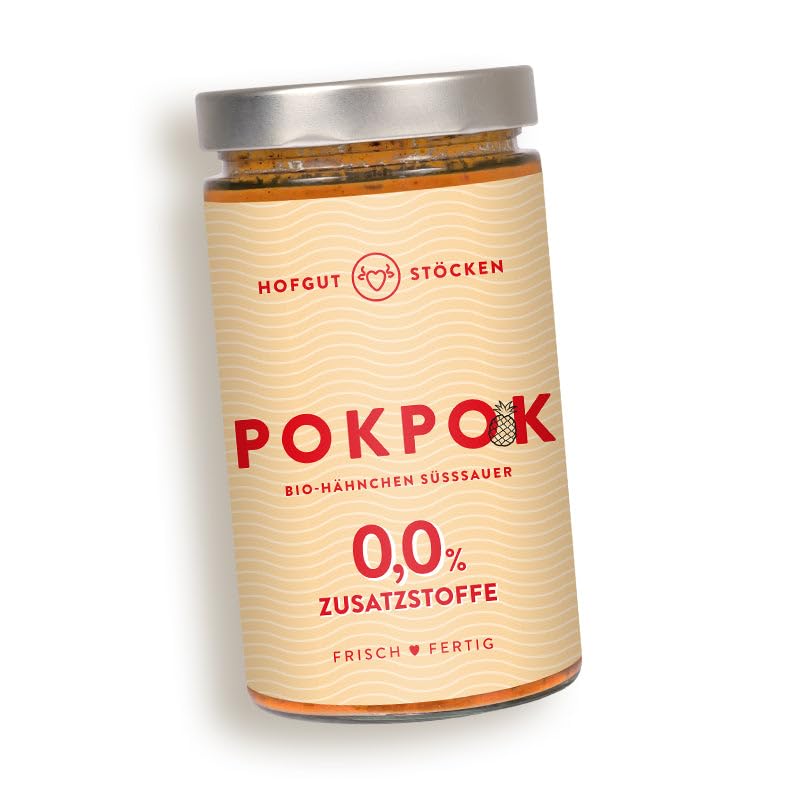 POKPOK - Bio-Hähnchen süßsauer Hofgut Stöcken | POKPOK - Bio-Hähnchen süßsauer | Fertiggericht ohne Zusatzstoffe (6x620ml)
