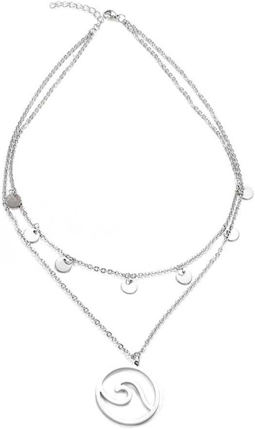 Womens Charming Necklace Fashion Ocean Wave Necklace Beach Summer Jewelry Silver