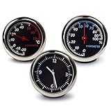 CarOver 汎用 アナログ 3連 メーター 風 セット 車 車用 時計 温度計 湿度計 【両面テープセット】 CO-3METER