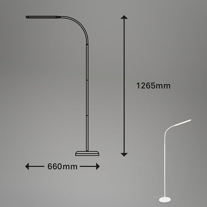 Briloner BRILONER - LED vloerlamp dimbaar als decoratie in de woonkamer en als leeslamp, draaibare LED lamp, woonkamerlamp, touch, indirecte verlichting, wit photo 3
