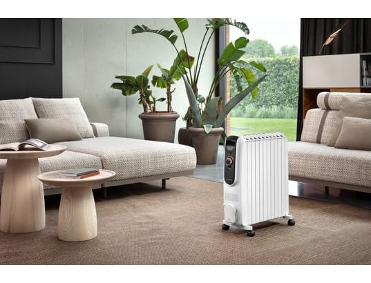 De'Longhi Dragon TRD04 1025 Dragon - Calentador de aceite de 2500 W (disipación de calor), 1100 vatios, 52 x 16 x 65 cm, blanco, 230 V ~ 50 Hz