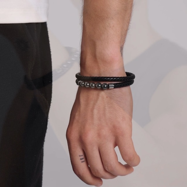Philip Jones Bracciale da uomo in ematite
