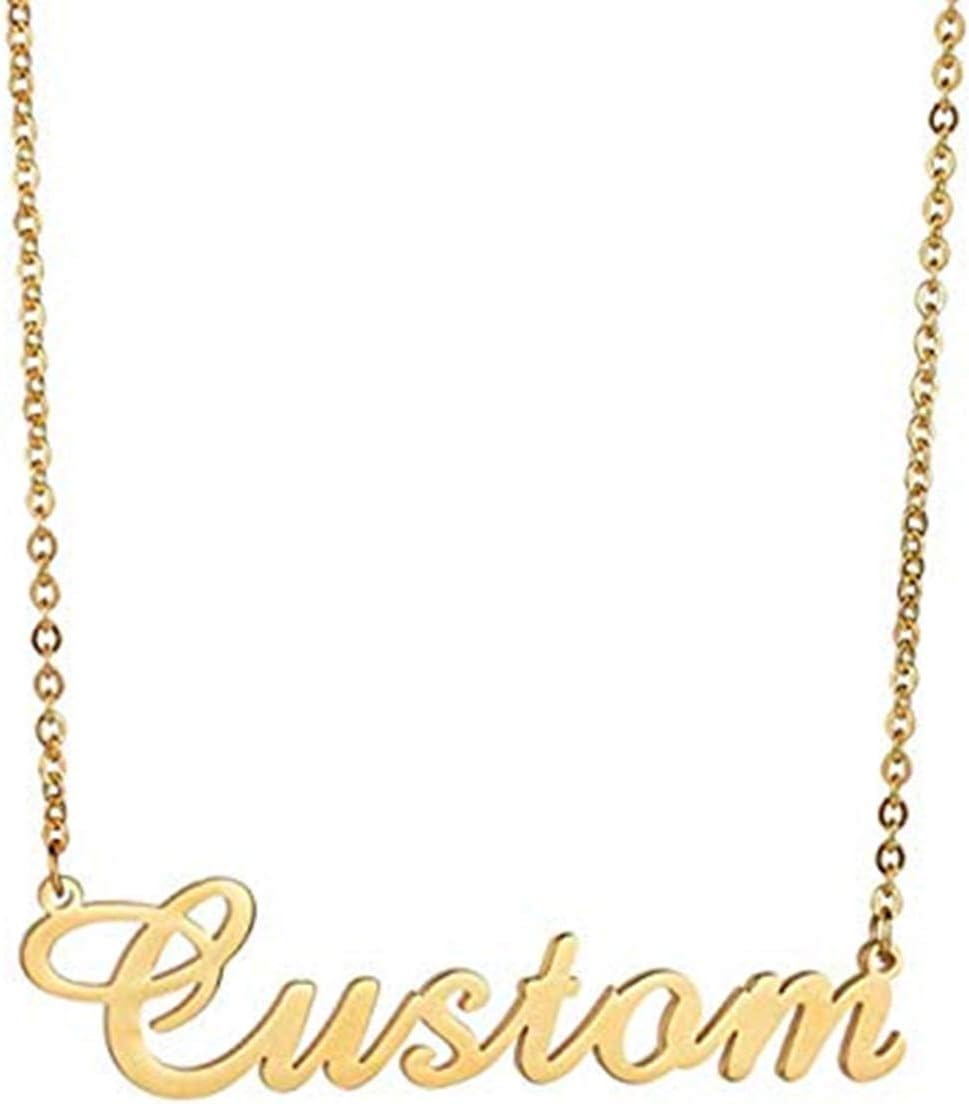 Flowshey Name Necklace Personalized 18K Gold Custom Gift Plated Nameplate Customized Jewelry for Women