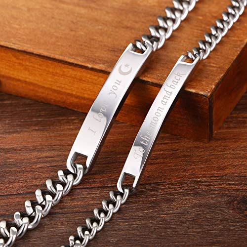 Set Pulseras de Pareja Ajustables Acero Titanio miniatura 5