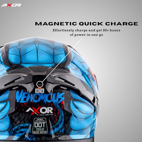 Image of Apex Venomous Smart Helmet - Bluetooth, High-Impact, Scratch-Resistant Visor, Sensor- Black Blue, M