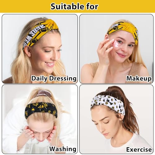 CiyvoLyeen 3PCS Football Headband for Women Knotted Headband Game Day Wide Knot Hairband Sports Hair Accessories Gifts for Football Mom Fans