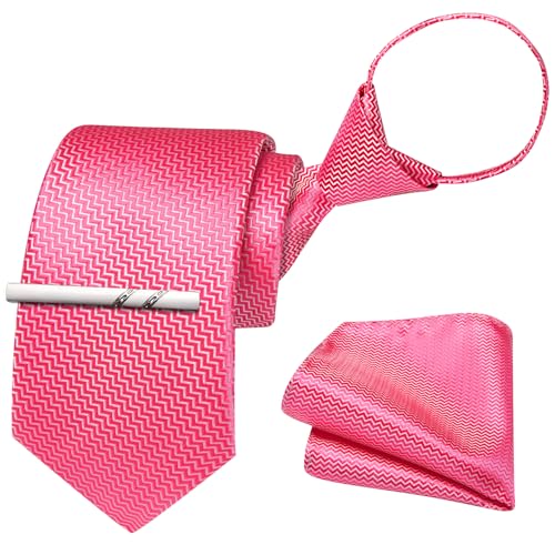 Image of Barry.Wang Boys Ties School Pre-Tied Kids Necktie Handkerchief Clip Set Uniforms Child Ties for 8-14 Years Wedding Party