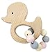 Produktbild Hess Holzspielzeug 11111 - Greifling aus Holz mit kleiner Kugelkette, Nature Serie Ente in Rosa, für Babys ab 6 Monaten, handgefertigt, für Greifübungen und fröhlichen Spielspaß