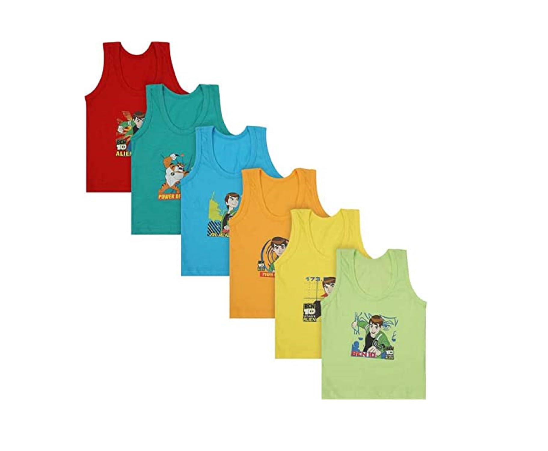 Kushi Lifestyle Benten Cartoon Vest for Kids Round Neck Sleeveless Solid Assorted Pack of 6-image-44