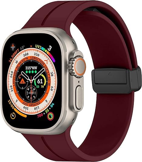 Image of Soft Silicone Sport Band Compatible with Apple Watch Ultra 49mm 45mm 44mm 42mm Magnetic Clasp Adjustable Strap For iWatch Series 10 9 8 7 6 5 4 3 2 1 SE Ultra 2nd gen (Only Strap, No Watch)