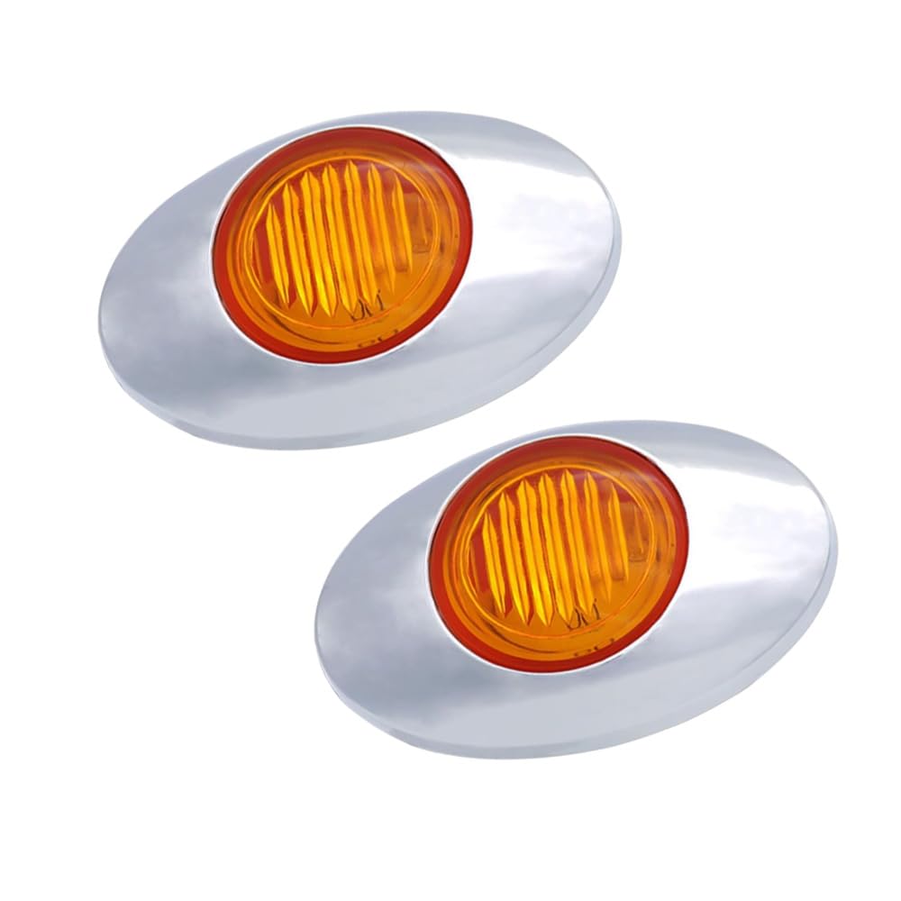 Riloer Turn Signal Light, 2pcs 12V DC 3 Inch Flush Mount Oval Side LED Marker Lights, Compatible with Buses Trucks Trailers Lorries (Amber Cover with
