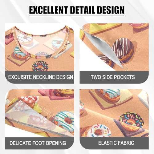 ALAZA Donuts 3D Pajamas Short Sleeve 2 Piece Sleepwear Top and Bottom Pajama Set Unisex4