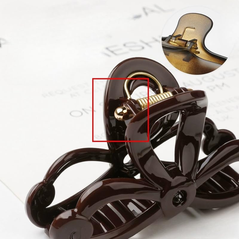 carl vinson® Spring Loaded Small Hair Clip Multi Layered Bow Design Horizontal Clutcher | Brown 2 3