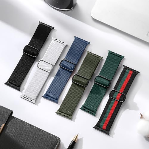 Image of Maledan 10 Pack Stretchy Bands Compatible with Apple Watch Band 44mm 45mm 46mm 49mm 40mm 38mm 41mm 42mm Women Men, Nylon Solo Loop Elastic Sport Bracelet for iWatch Series 11 10 9 8 7 6 5 4 3 SE Ultra