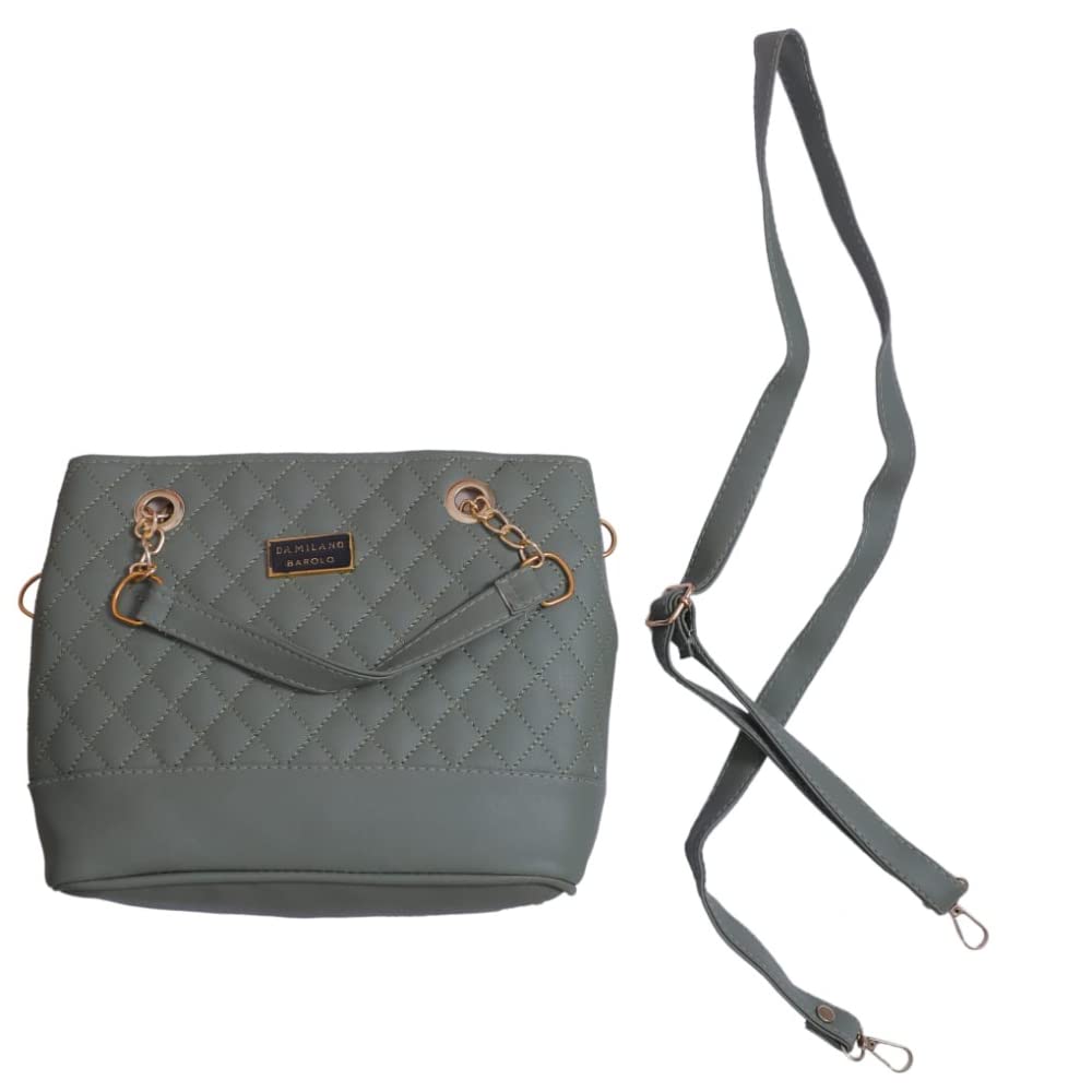 HI CHOICE Small Shoulder Hand Bag for women Medium Grey Colour Ladies Bag for Party & Travelling Smooth Metal Zipper Tote Bags Pack of 1