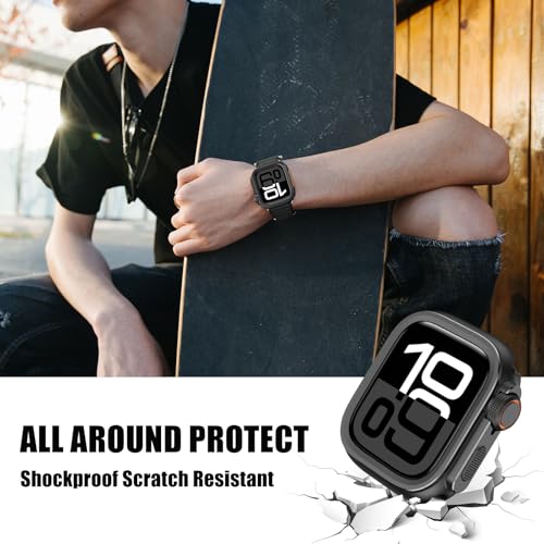 Dolstrap 2 in 1 Rugged Metal Case Compatible with Apple Watch Series 11/10 46mm, Turn 46mm into Ultra 3/2/1 Seamlessly Bumper Protector Case with Watch Crown + Back Cover for iwatch, Black - Image 5