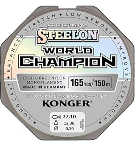 Konger, World Champion, lenza in fluorocarbonio, 0,10-0,30 mm/150 m, lenza monofilo super forte di alta qualità-, 0,18mm / 150m