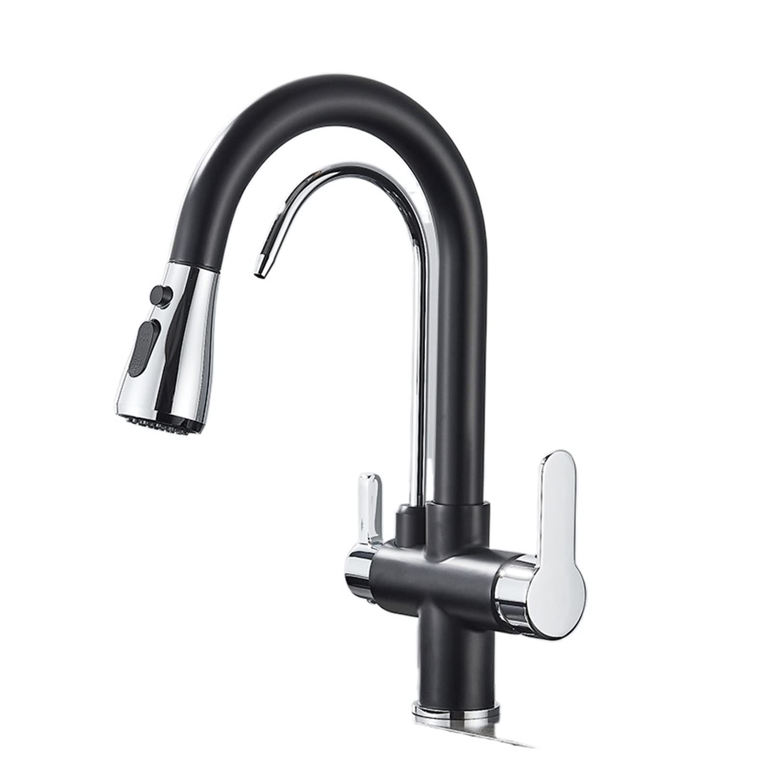 WDSOPK faucet Matte Filtered Kitchen with Rotat and Pull Out Spray 3 Ways Sink Mixer Tap Water Filtrat Smart Faucet for Modern Kitchens