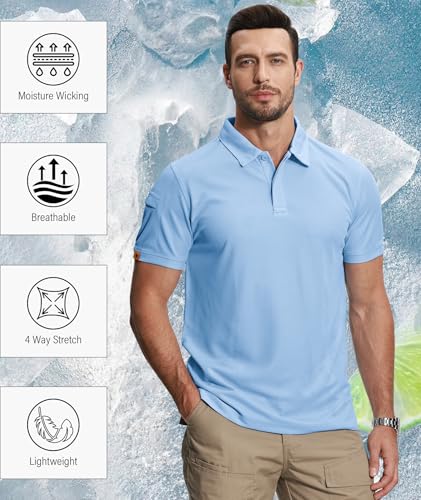 Image of ZITY 5 Pack Mens Polo Shirt Short Sleeve Sports Golf Tennis T-Shirt Moisture-Wicking Summer Shirts